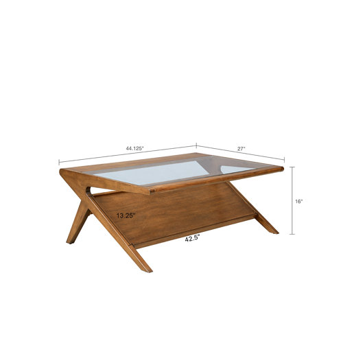 Wade Logan® Desi Coffee Table with Tempered Glass and Storage & Reviews